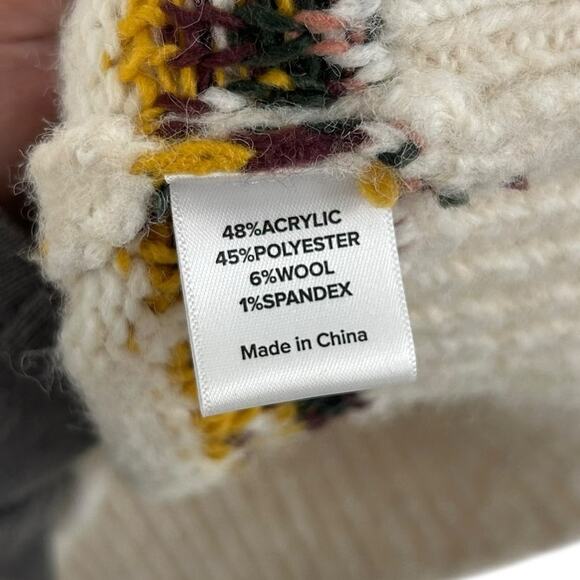 Evereve Cream Multi Lyra Fair Isle Wool Knit Blend Turtleneck Sweater Womens XS - Picture 4 of 6